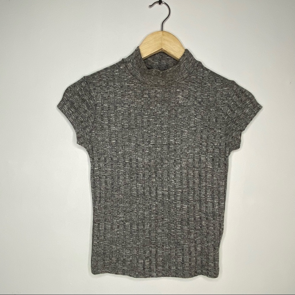 SWS Heather Grey Ribbed Turtleneck Tshirt Size S